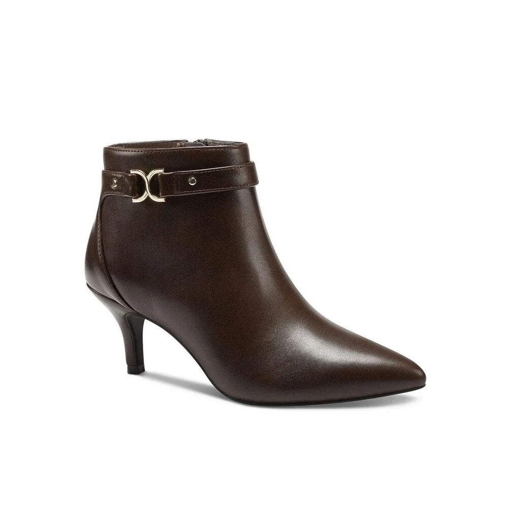 Charter Club Womens 8 M Brown Faux Leather Ulyssa Zip Up Booties NIB RZ3